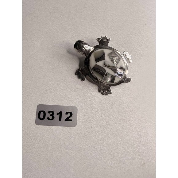 ALPACA MEXICO SILVER TONE INLAID ABALONE TURTLE PIN BROOCH - Picture 2 of 6